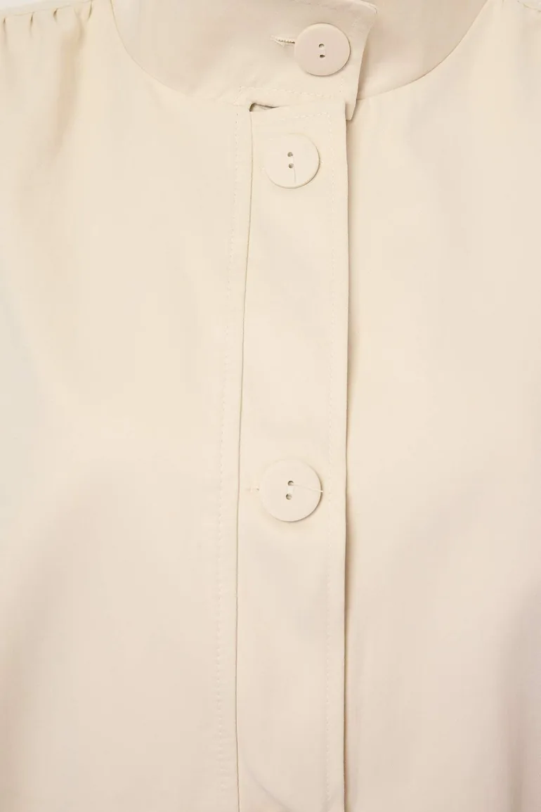 Beige Oversize Shawl Collar Mono Closure Plus Size Short Trench Coat - 2