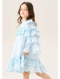 Imogen Blue Leopard Frill Dress - 3