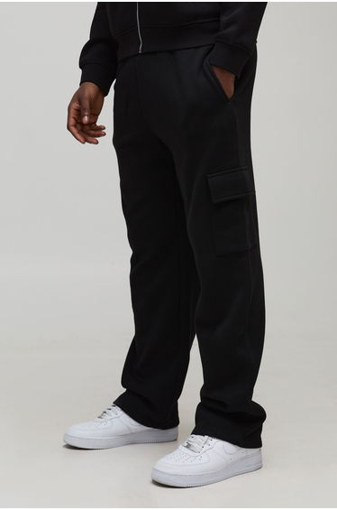 Basic Straight Leg Cargo Jogger - black
