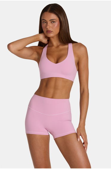 Soft Active V-Neck Sports Bra in Dusty Pink