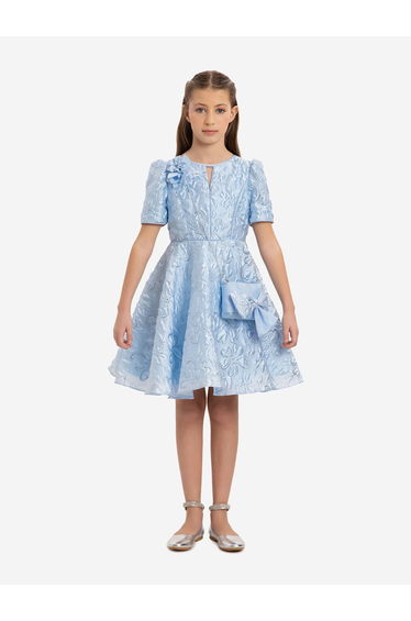 Dress & Fleur Girls Elegant Dress with Matching Bag in Blue