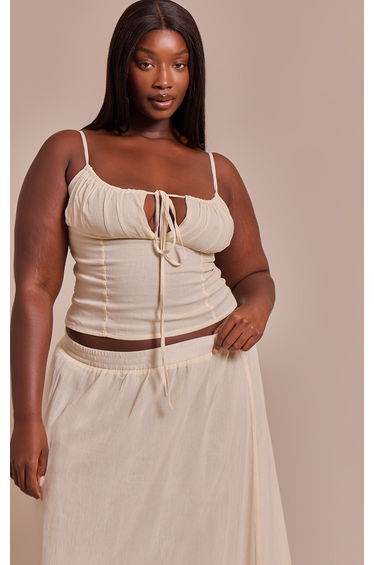 Plus Butter Cream Chiffon Ruched Bust Top