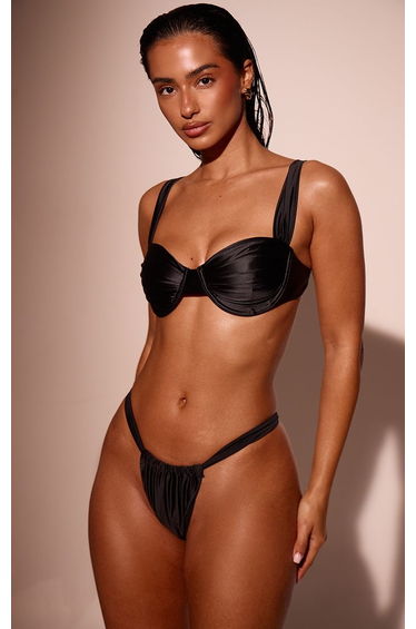 Black Shine Swim Underwired Bikini Top