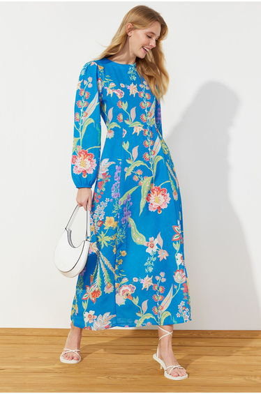Saks Flower Patterned Woven Dress