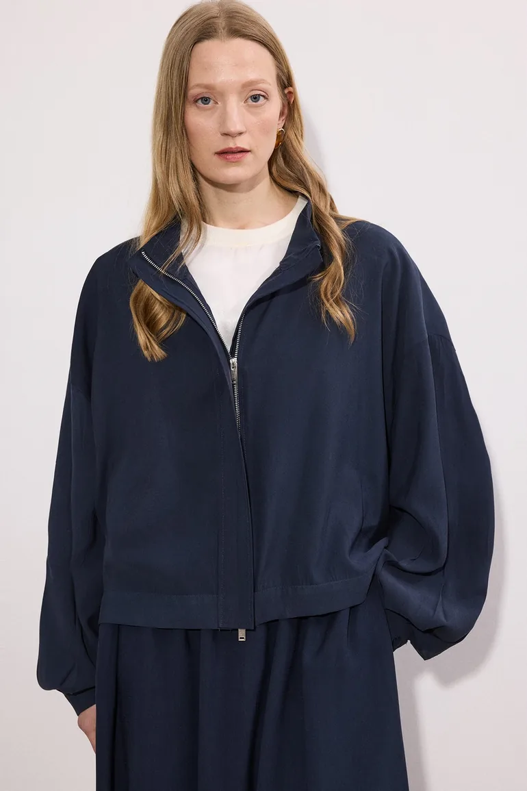 DRAPED CUPRA JACKET AND SKİRT SET - 4