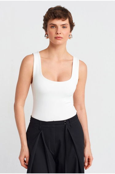 Dilvin Sleeveless Square-Neck Slim-Fit Jersey Blouse