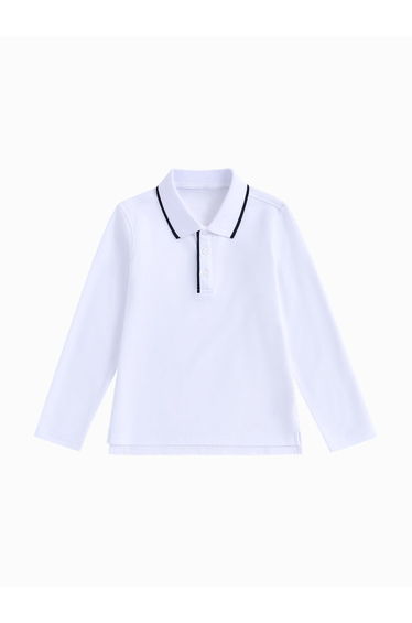 Unisex Long Sleeve Polo T-Shirt - Classic Collar With Contrast Color Line