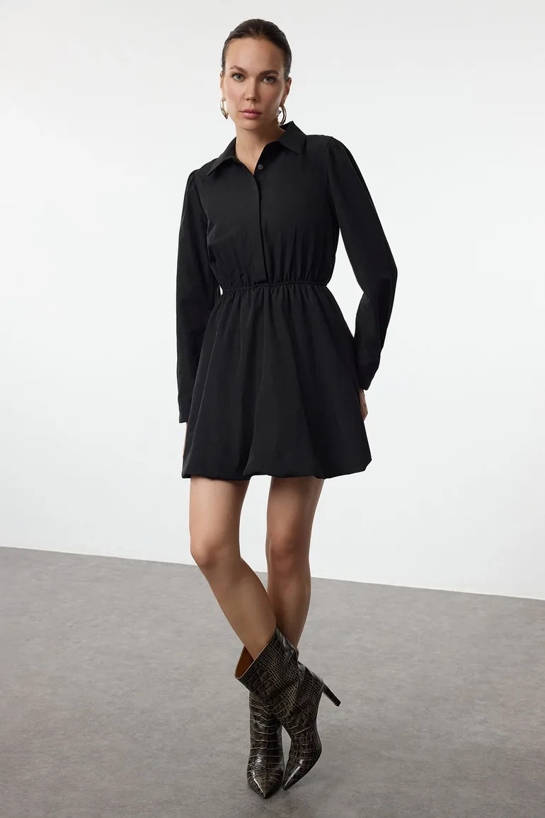 black maternity mini dress CDG CDG Black Satin Balloon Mini Dress