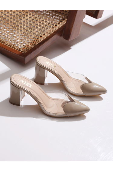 Plain Pointed Toe Block Heel Mules