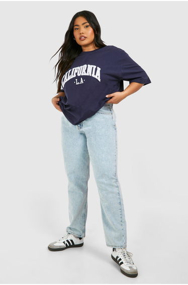 Plus Light Acid Wash Mom Jeans - acid wash light blue