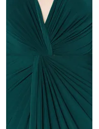 Emerald Green Lined Knitted Long Evening Evening Dress - 5