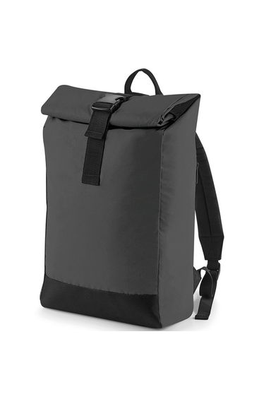 Bagbase Reflective Roll Top Backpack - Black/Reflective
