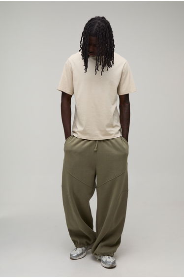 Extreme Wide Leg Exposed Seam Toggle Hem Jogger - sage