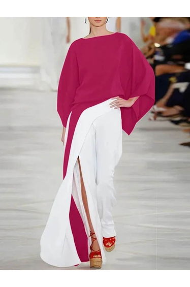 High Waisted Loose Asymmetric Split-Joint Split-Side Pants Trousers