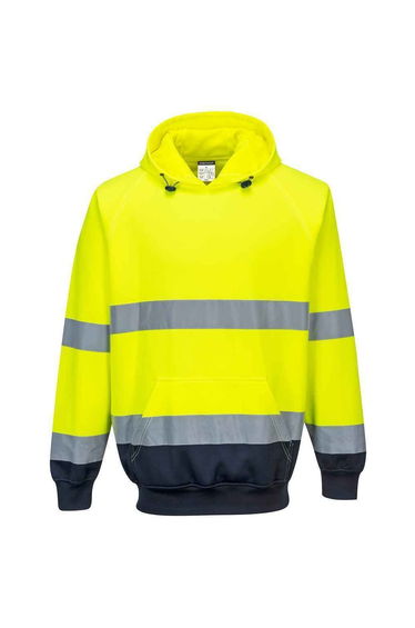 Portwest Mens Two Tone High-Vis Hoodie - Yellow/Navy