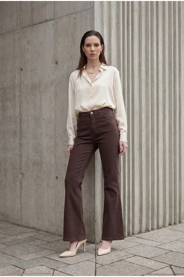 MY FASHION High Waist Flare Leg Denim Pants