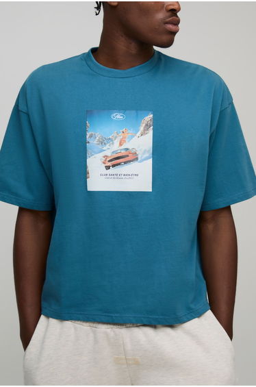 Oversized Boxy Ski T-Shirt - blue