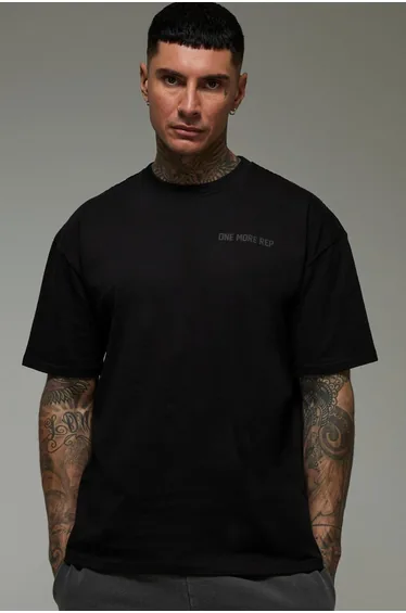Tall MAN Active One More Rep Oversized T-Shirt - black