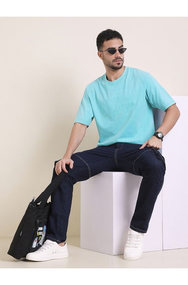 Men Oversized Acid Wash Printed T-Shirt