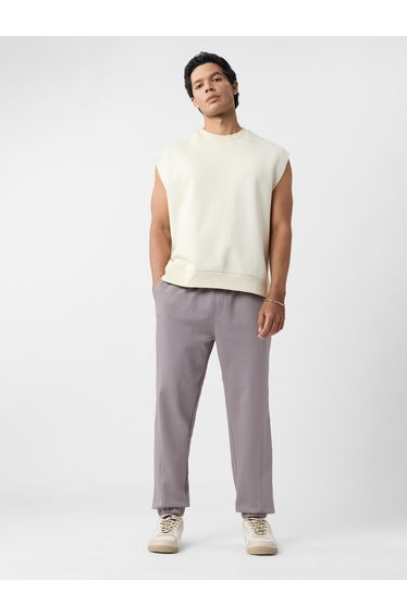 Men Grey Plain Relaxed Fit Joggers
