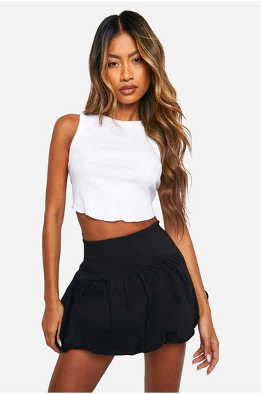 Bengaline Bubble Puffball Mini Skirt - black