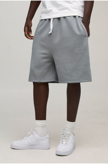 Essential Washed Oversized Drop Crotch Short - washed grey