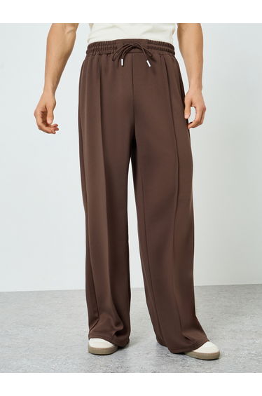 Men Brown Wide Leg Track Pants