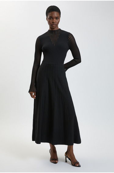 Viscose Blend Filament Knit Midi Dress