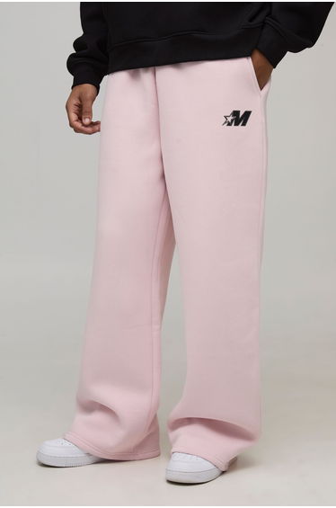 Wide Leg M Star Printed Joggers - pink