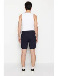 Navy Blue Men's Regular Fit Gabardine Shorts - 5
