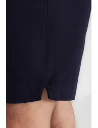 Navy Blue Men's Regular Fit Gabardine Shorts - 7