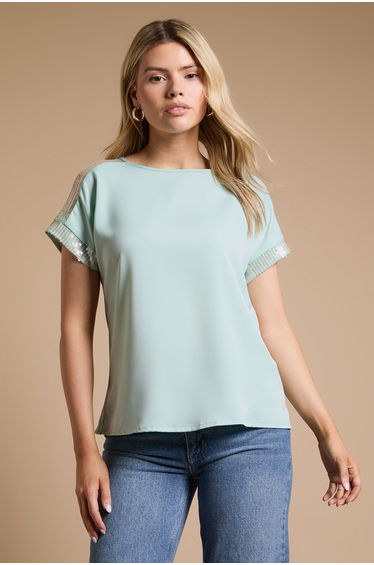 Short Sleeve T-Shirt Sequin Blouse