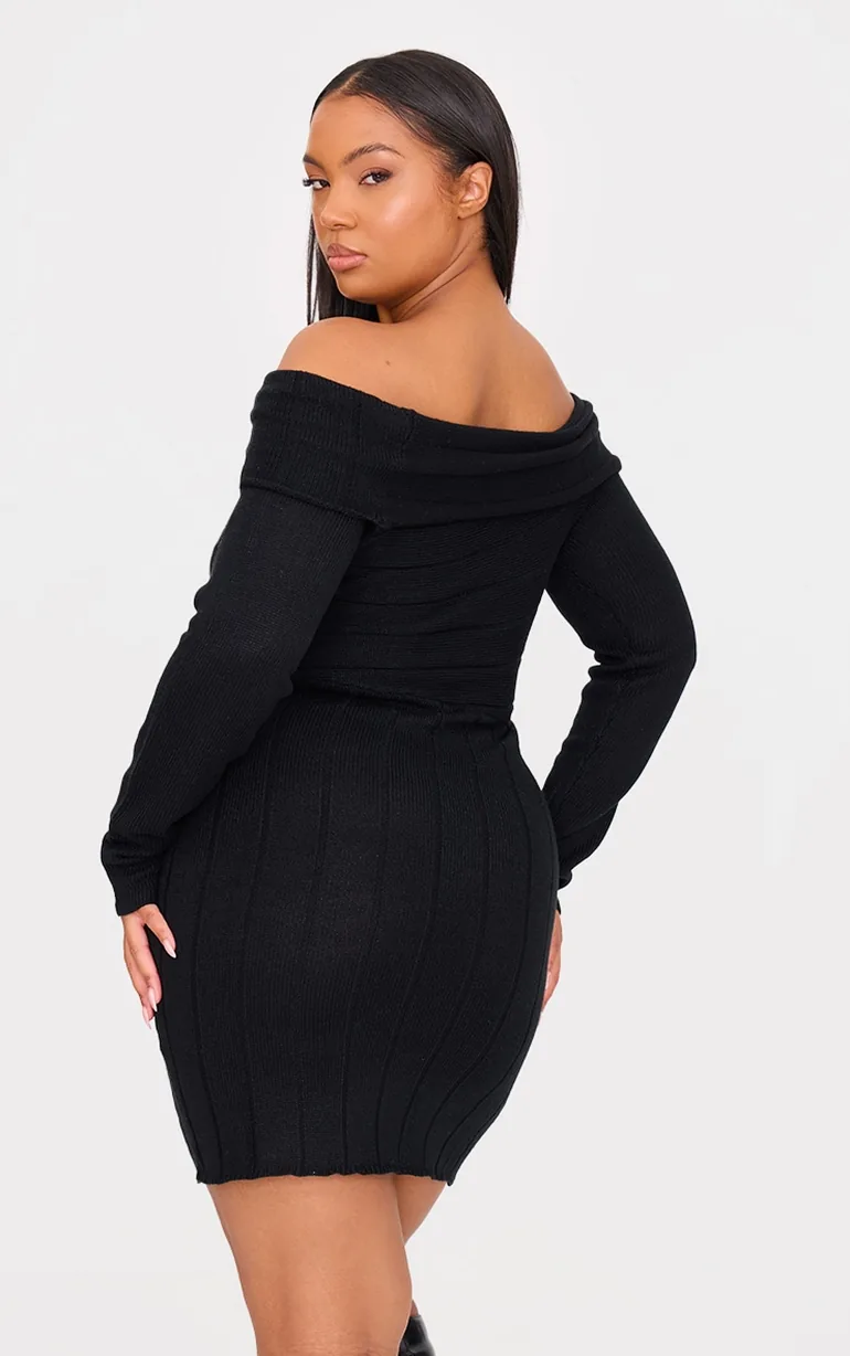 knit fold over dress Miss Selfridge fold-over rib knit dress in green