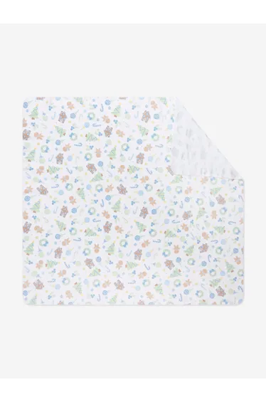 Baby Boys Sweet Gingerbread Swaddle Blanket in White