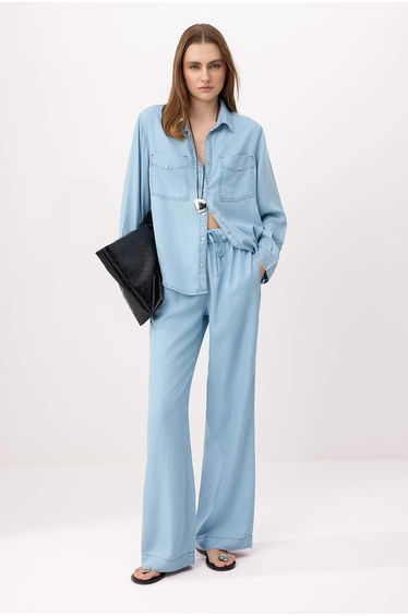 Blue High Waist Wide Leg More Sustainable 100% Tencel Jeans