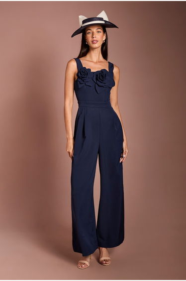 Lisa Tan 3D Floral Wide Leg Jumpsuit