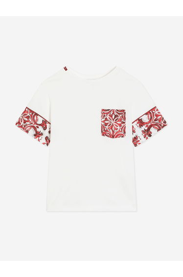 Dolce & Gabbana Boys Majolica Pocket T-Shirt in White