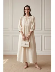 MY FASHION Tie Detail Loose Fit Maxi Dress