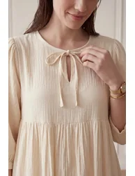 MY FASHION Tie Detail Loose Fit Maxi Dress - 4