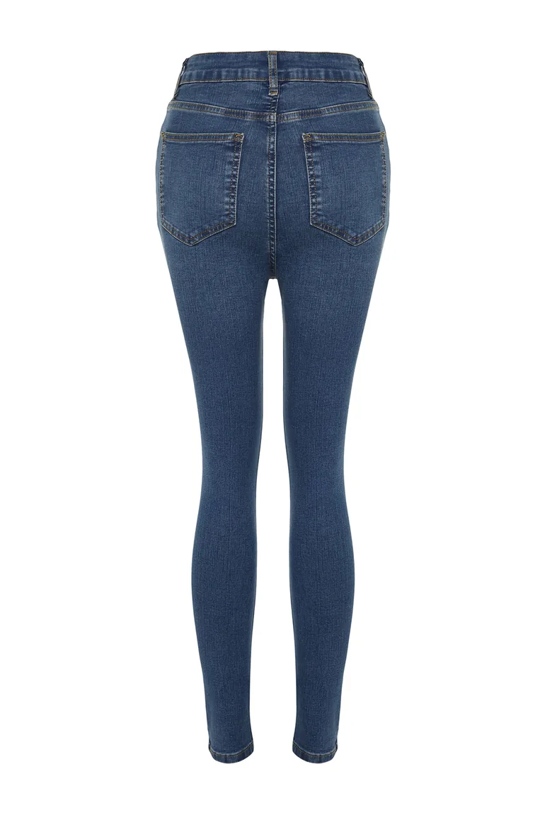 Blue Shaping Effect High Waist Skinny Jeans - 7