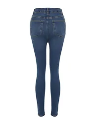 Blue Shaping Effect High Waist Skinny Jeans - 7