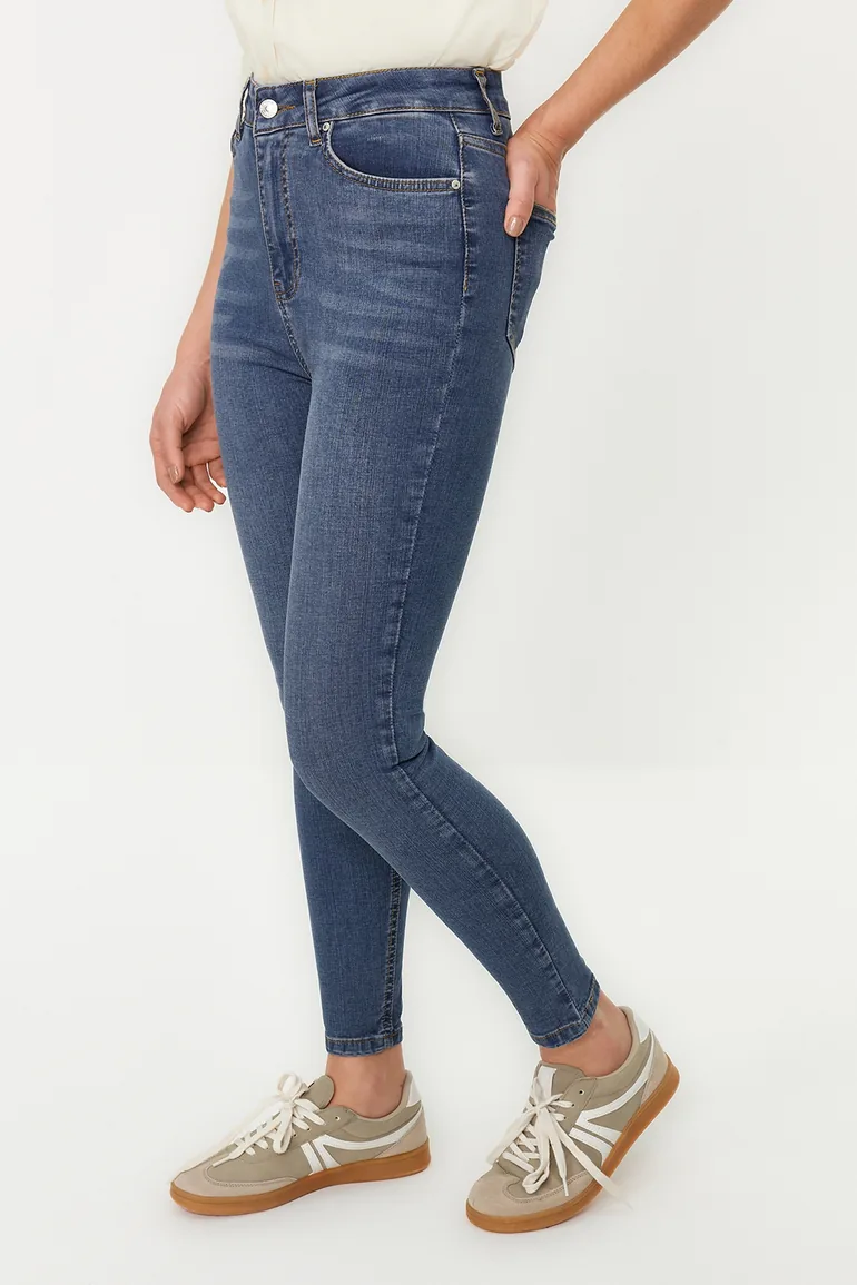 Blue Shaping Effect High Waist Skinny Jeans - 4