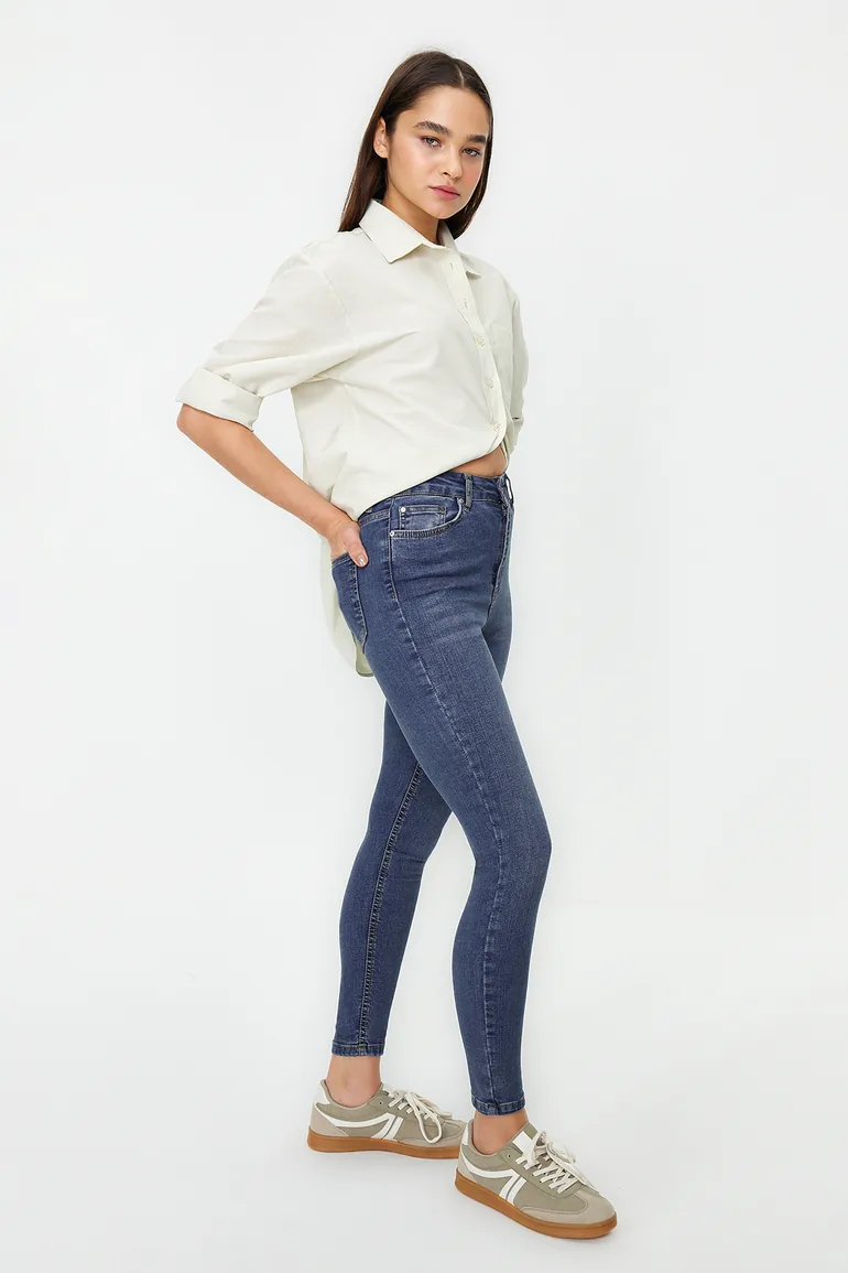 Blue Shaping Effect High Waist Skinny Jeans - 2