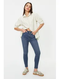 Blue Shaping Effect High Waist Skinny Jeans - 1