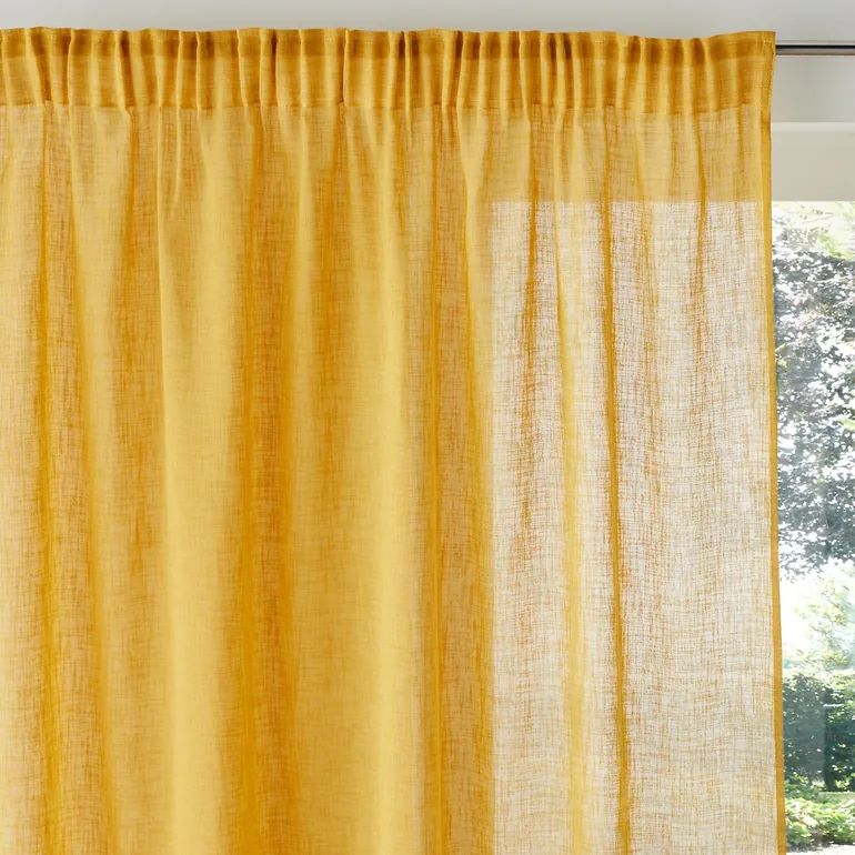 Nyong Linen Effect Voile Panel with Gathered Braid Finish - 2