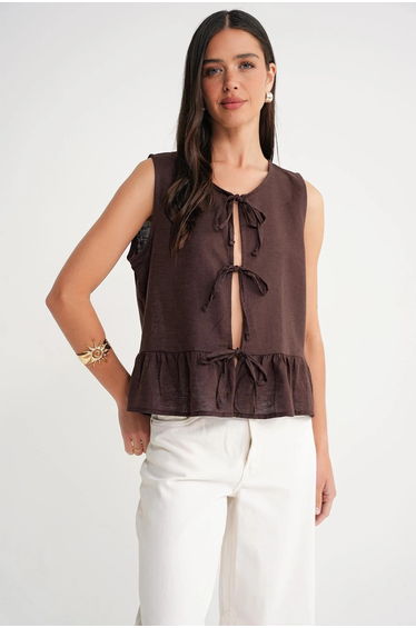 Mixray Frilly Tie Front top
