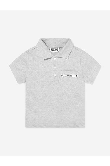 Moschino Boys Logo Pocket Polo Shirt in Grey