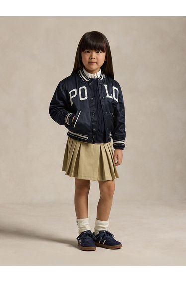 Ralph Lauren Girls Ponte Roma Pleated Skort in Beige