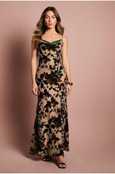 Sleeveless Strappy Devour Slip Dress With Lace Insert