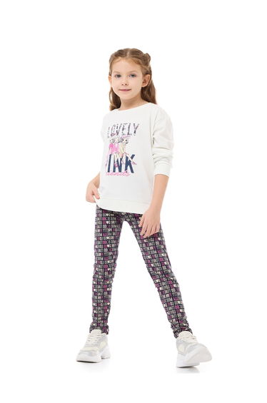 Girls Glitter Graphic Top and Leggings Set